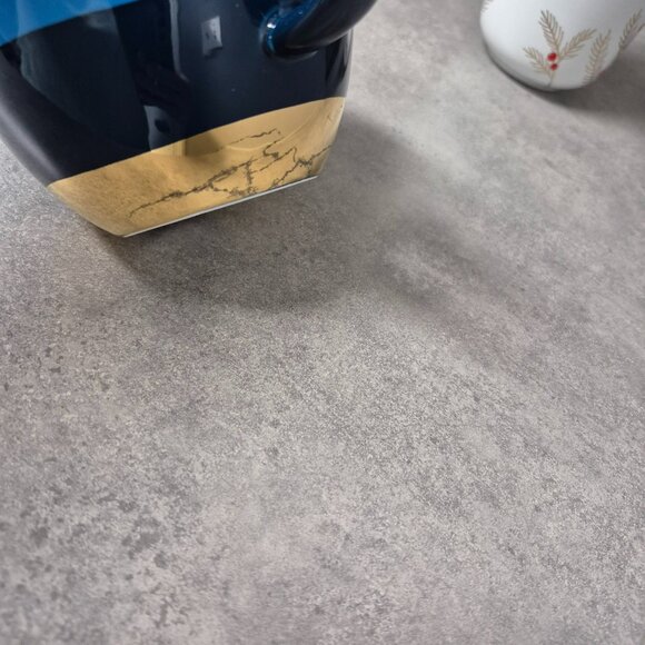 Davids Tea Mugs Blue Stripe and White with Gold Boughs and Red Berries and Lid - Picture 7 of 11